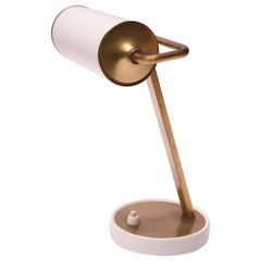 German Modernist Brass and Metal Table Lamp with Pivoting Shade