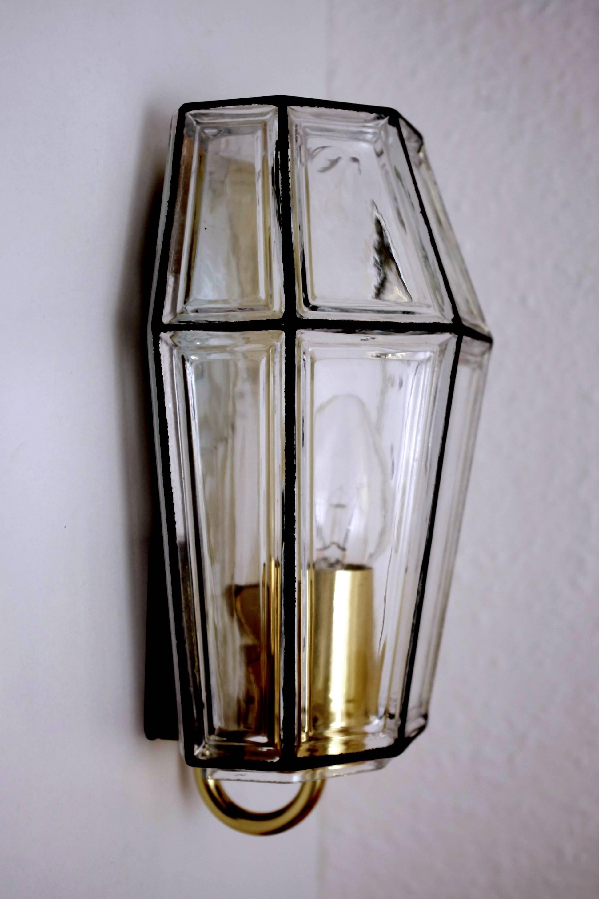 20th Century One of German Vintage Modernist Glass Sconce Wall Lamp 1960s For Sale