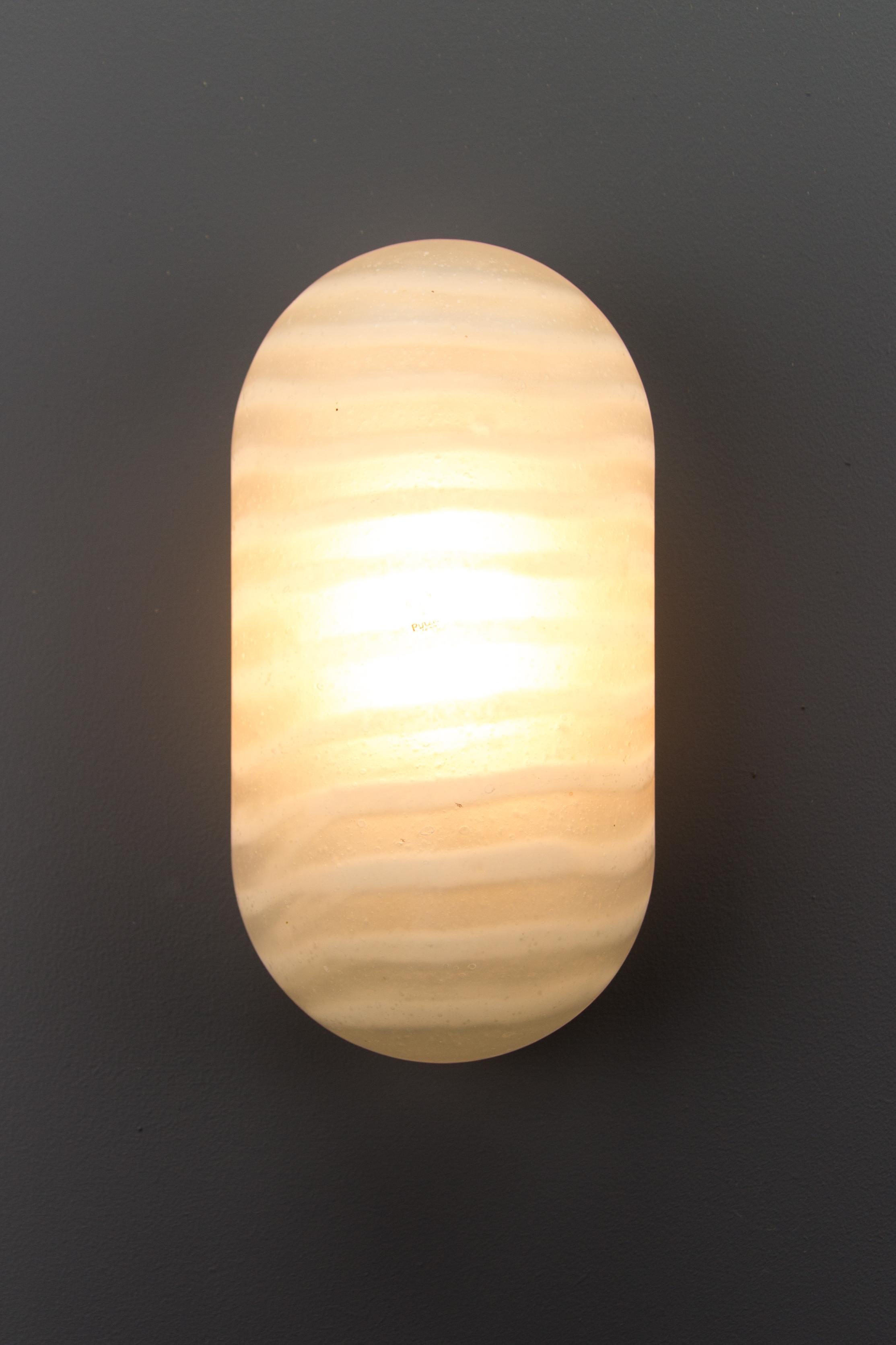Mid-Century Modern German Modernist Striped Glass Wall or Ceiling Lamp by Peill & Putzler, 1970s For Sale
