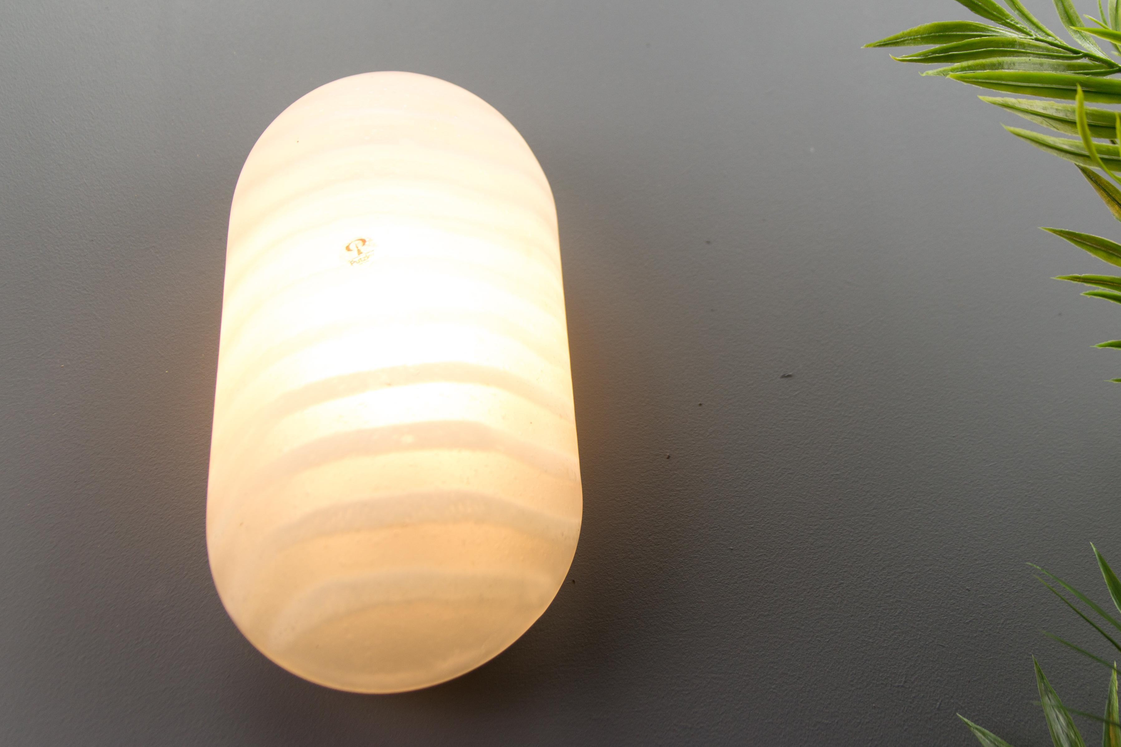 German Modernist Striped Glass Wall or Ceiling Lamp by Peill & Putzler, 1970s For Sale 2