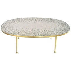 German Mosaic and Brass Coffee Table by Berthold Muller, 1960s