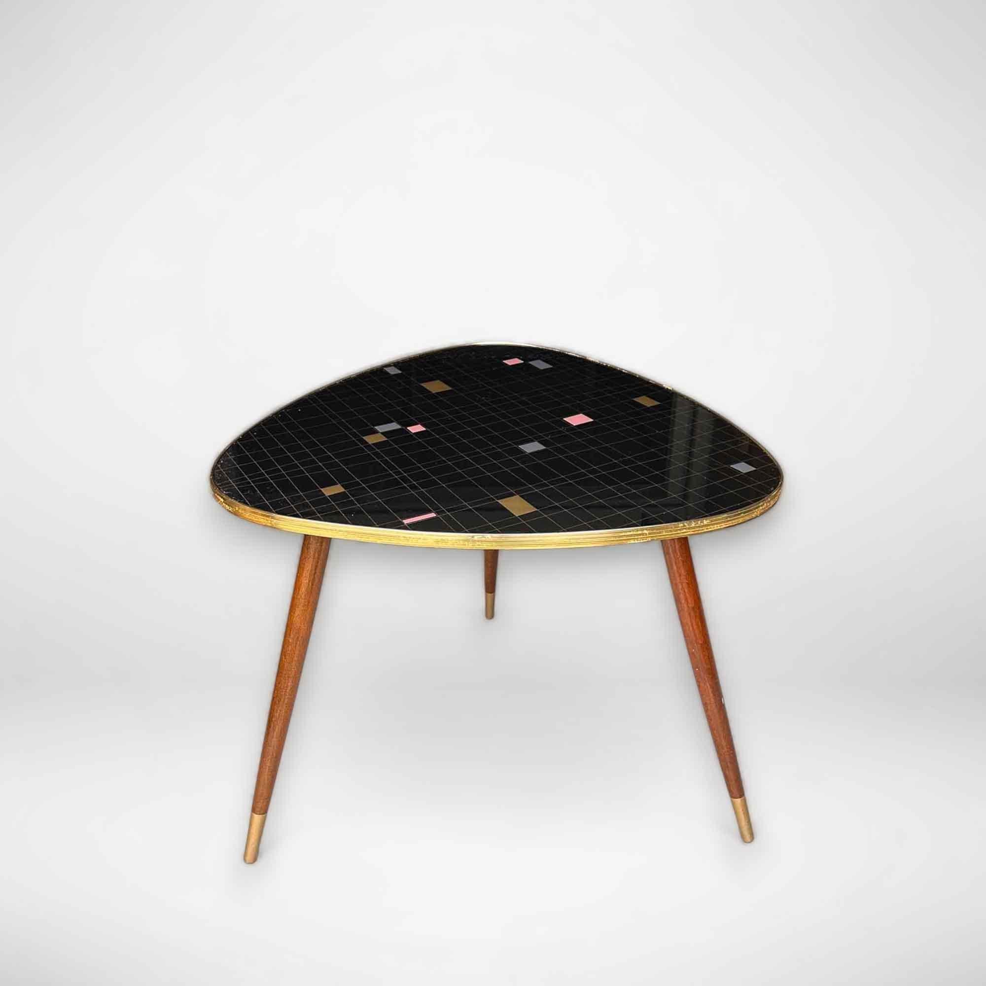 Mid-20th Century German Mosaic Tripod Fifties Coffee Table, 1950s For Sale