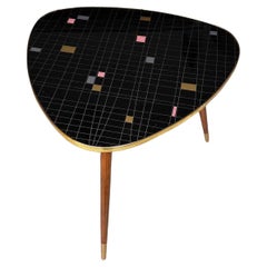 Table basse allemande à trépied en mosaïque, années 50