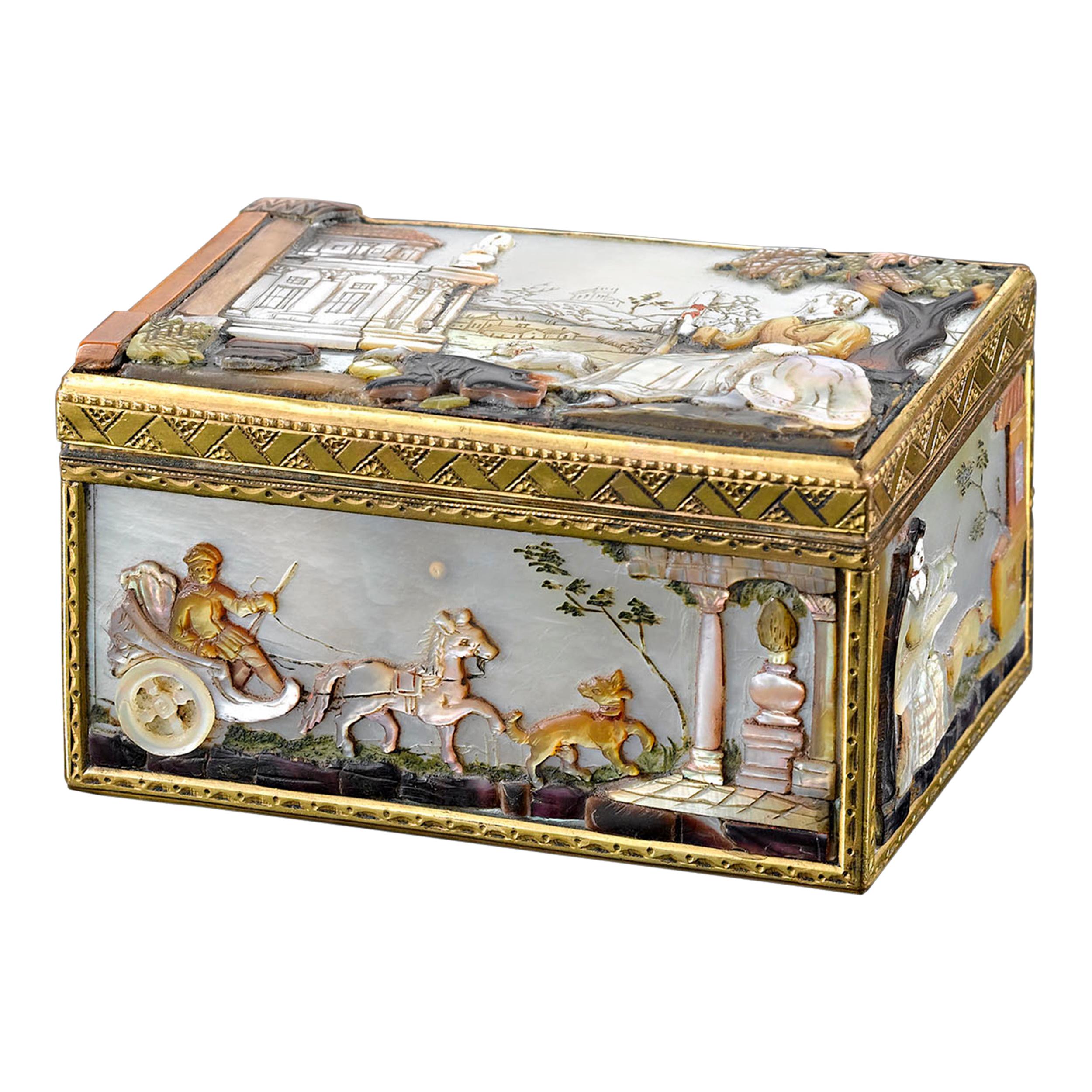 German Mother of Pearl Snuff Box For Sale