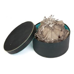 German Myrtle Wedding Silver Tiara and Corsage Pin, circa 1895