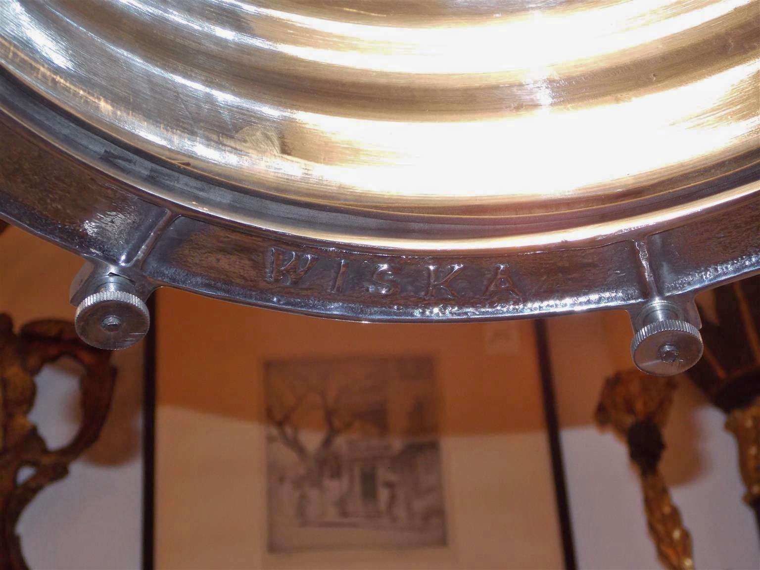Hand-Crafted Single German Nautical Aluminum Hanging Ship Light, Wiska Co, 20th Century For Sale