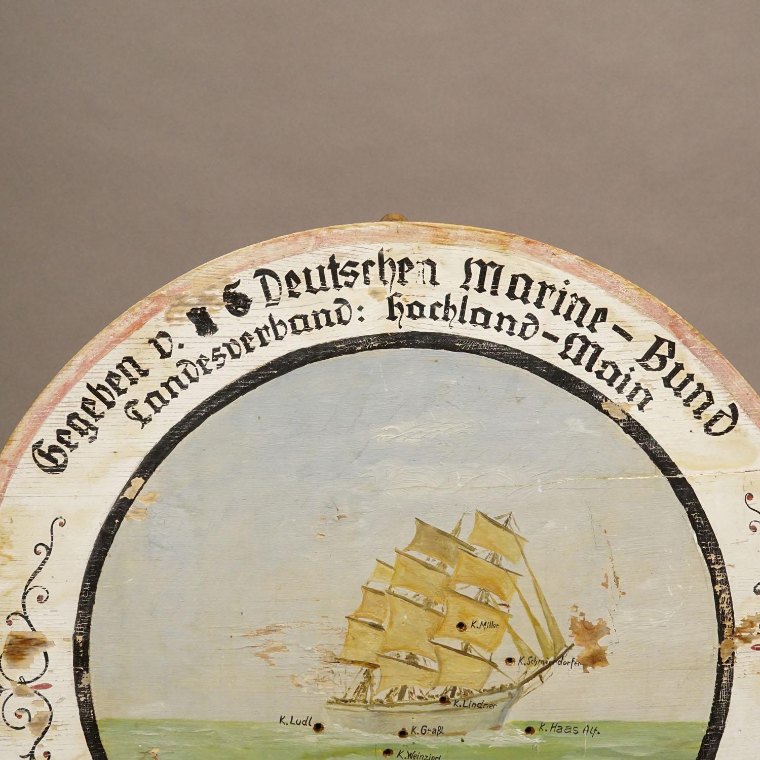 Fait main Plaque de cible de chasse de la Ligue allemande de la marine avec navire à voile 1943 en vente