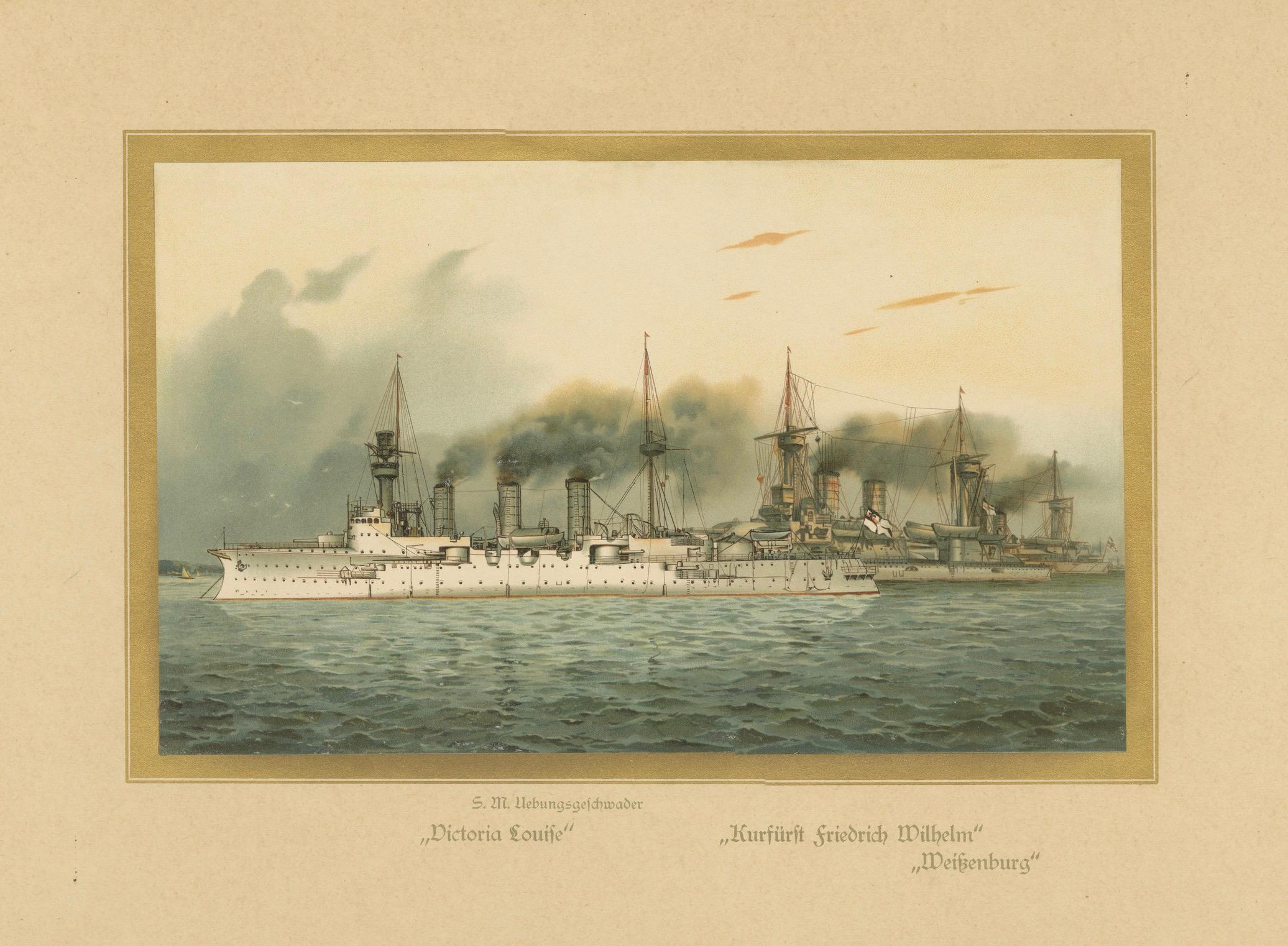 Inizio XX secolo Squadriglia di addestramento della marina tedesca: con SMS Victoria Louise e altro, 1903 in vendita