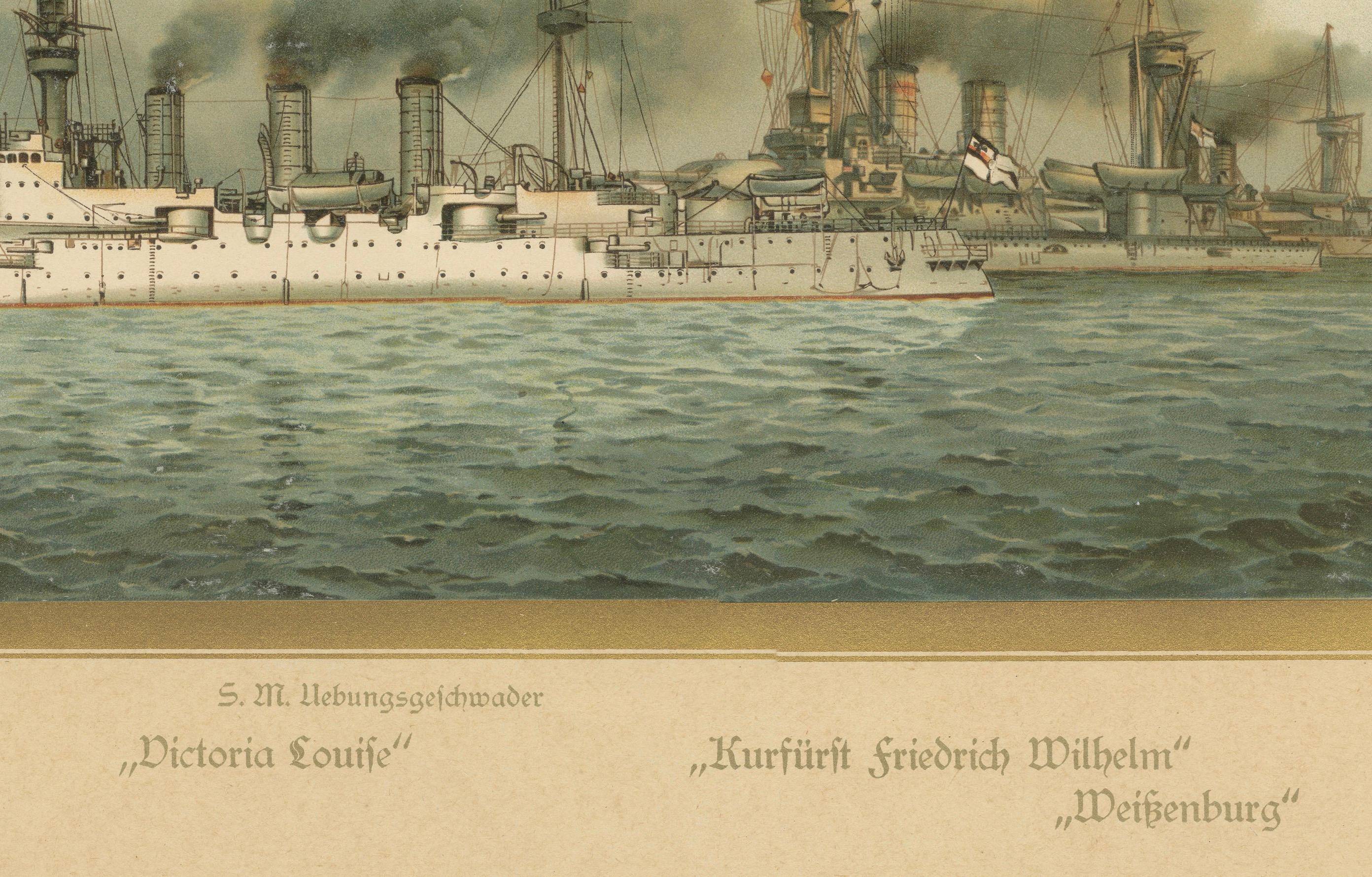 Carta Squadriglia di addestramento della marina tedesca: con SMS Victoria Louise e altro, 1903 in vendita