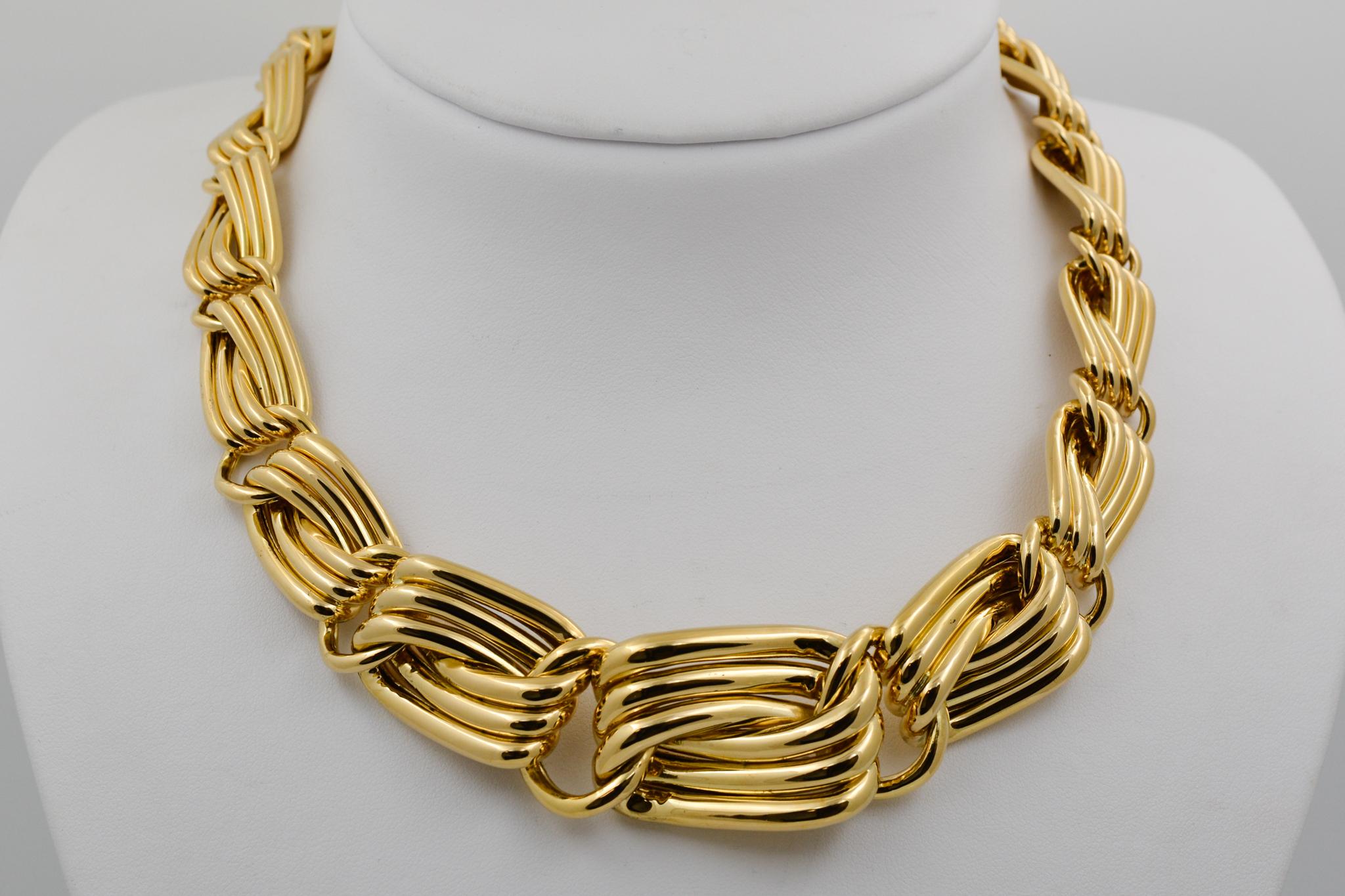 Exclusively from the Eiseman Estate Jewelry Collection, this 18k yellow gold German Neiman Marcus graduated link necklace measures at 18” long. 