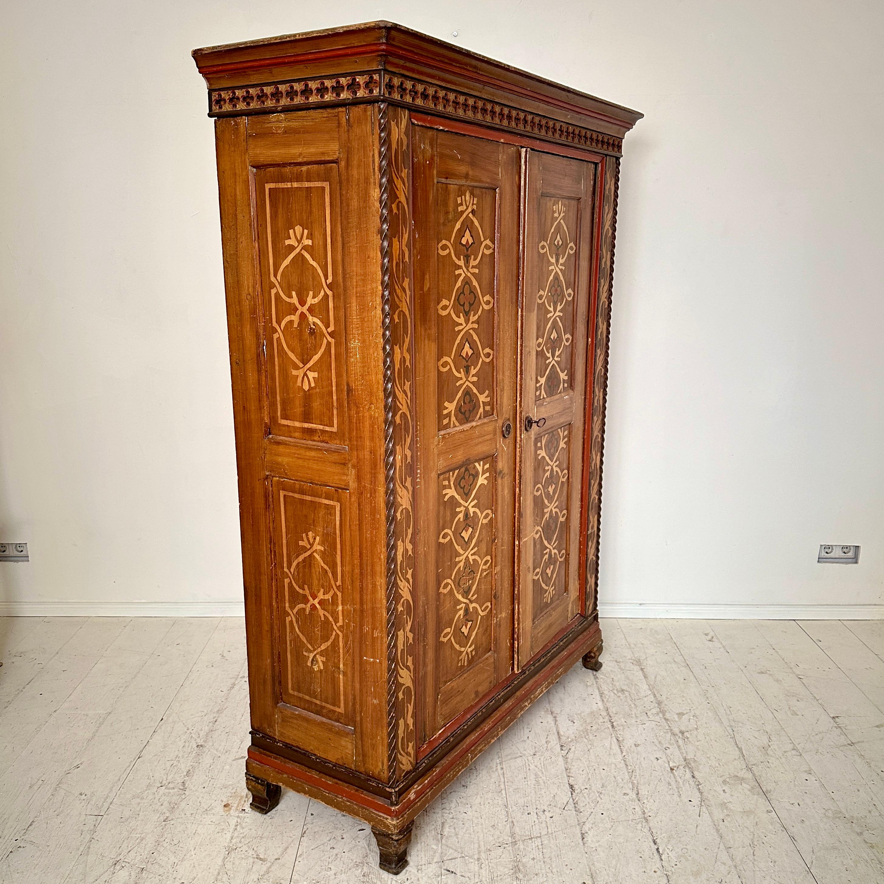 German Neo-Gothic Painted and Carved Cupboard, around 1870 For Sale 5