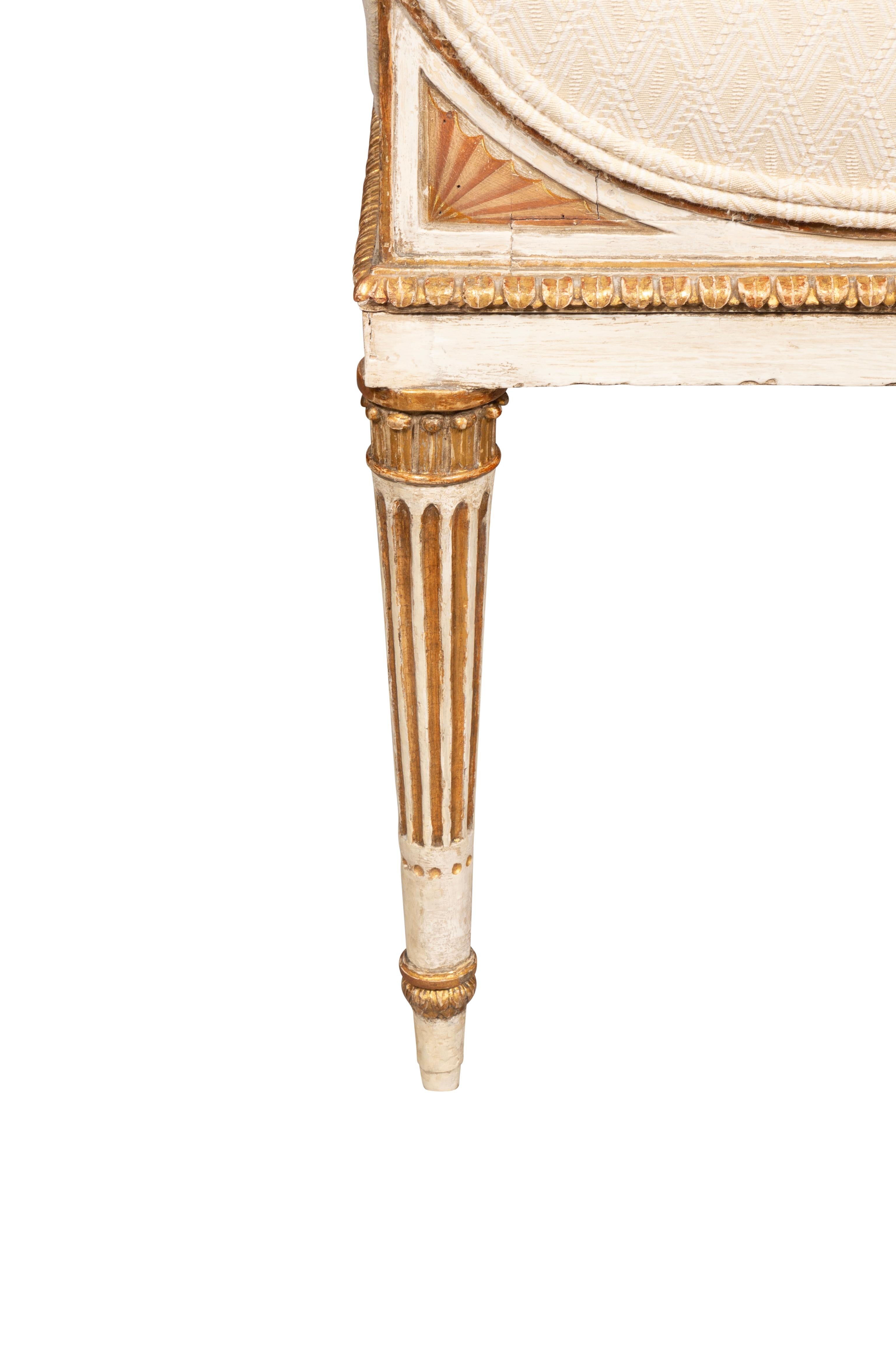 German Neoclassical Creme Painted And Giltwood Bench From Schloss Seelowitz For Sale 5