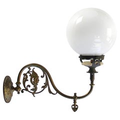 German Neoclassical Industrial Opaline Glass Converted Gas Sconce Wall Lamp 1910