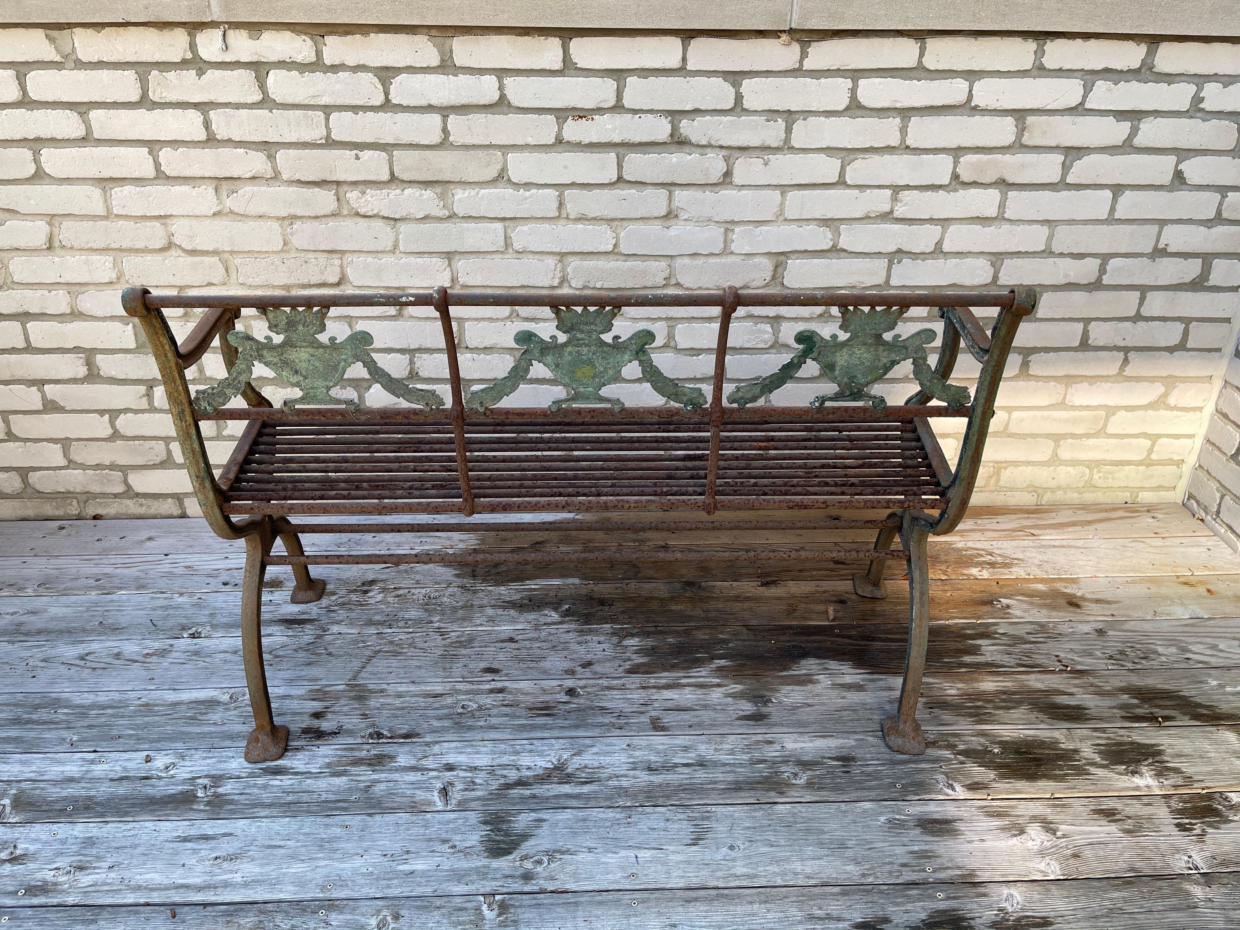 18th Century German Neoclassical Iron Garden Bench and Chairs after Karl Friderich Schinkel For Sale