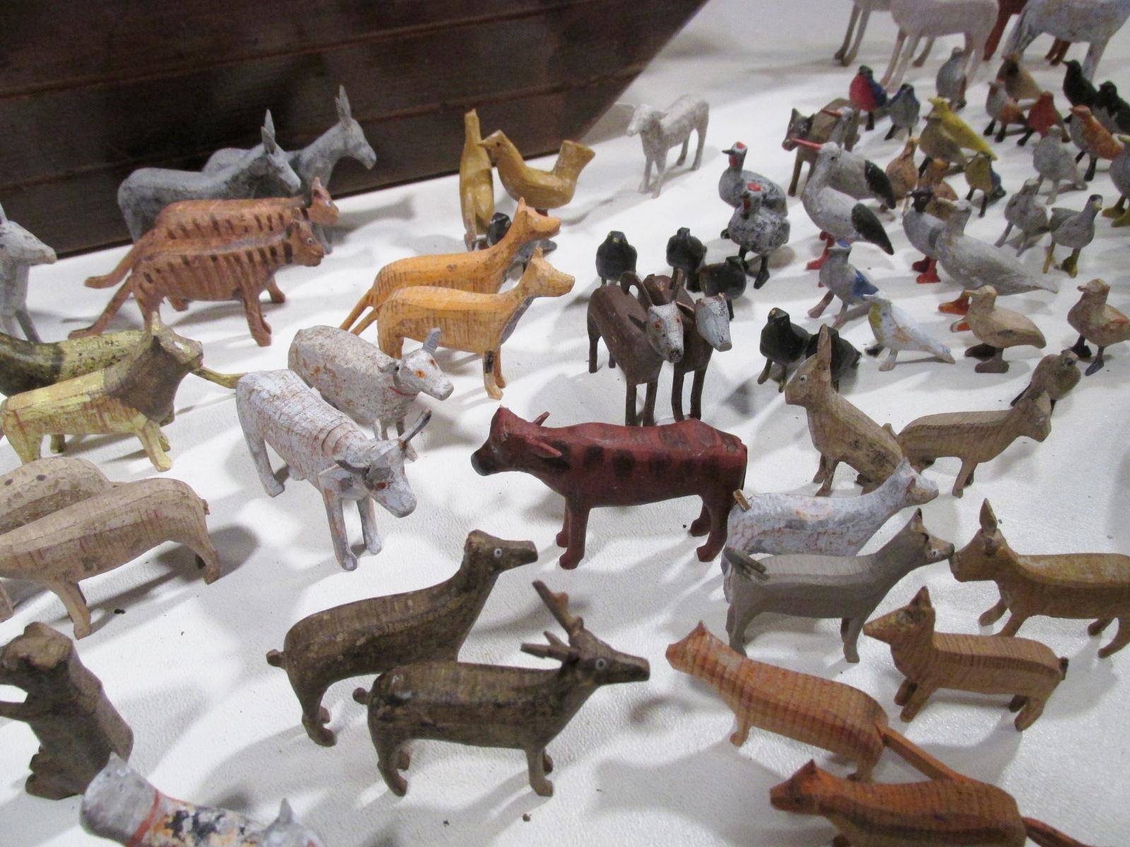Folk Art German Noah's Ark with One Hundred Thirty Animals plus Noah and Family