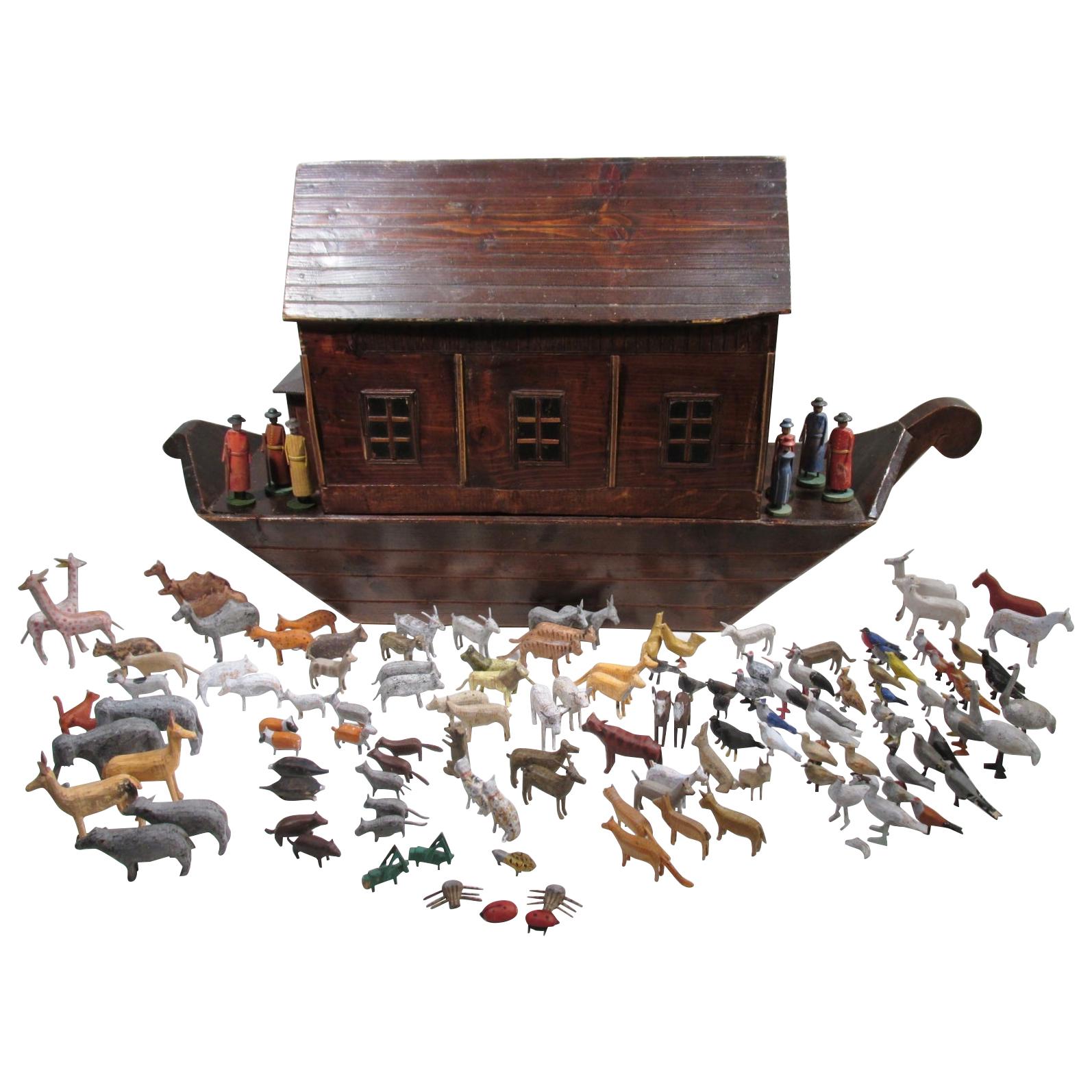 German Noah's Ark with One Hundred Thirty Animals plus Noah and Family