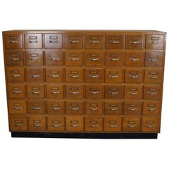 Vintage German Oak Apothecary Cabinet / Filing Cabinet, circa 1950s