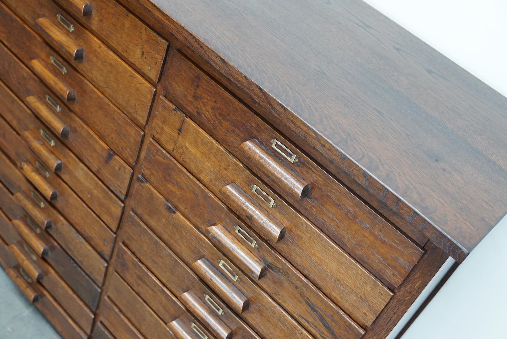 German Oak Apothecary Cabinet or Bank of Drawers, 1930's 4