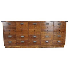 Vintage German Oak Apothecary Cabinet or Bank of Drawers, 1940s