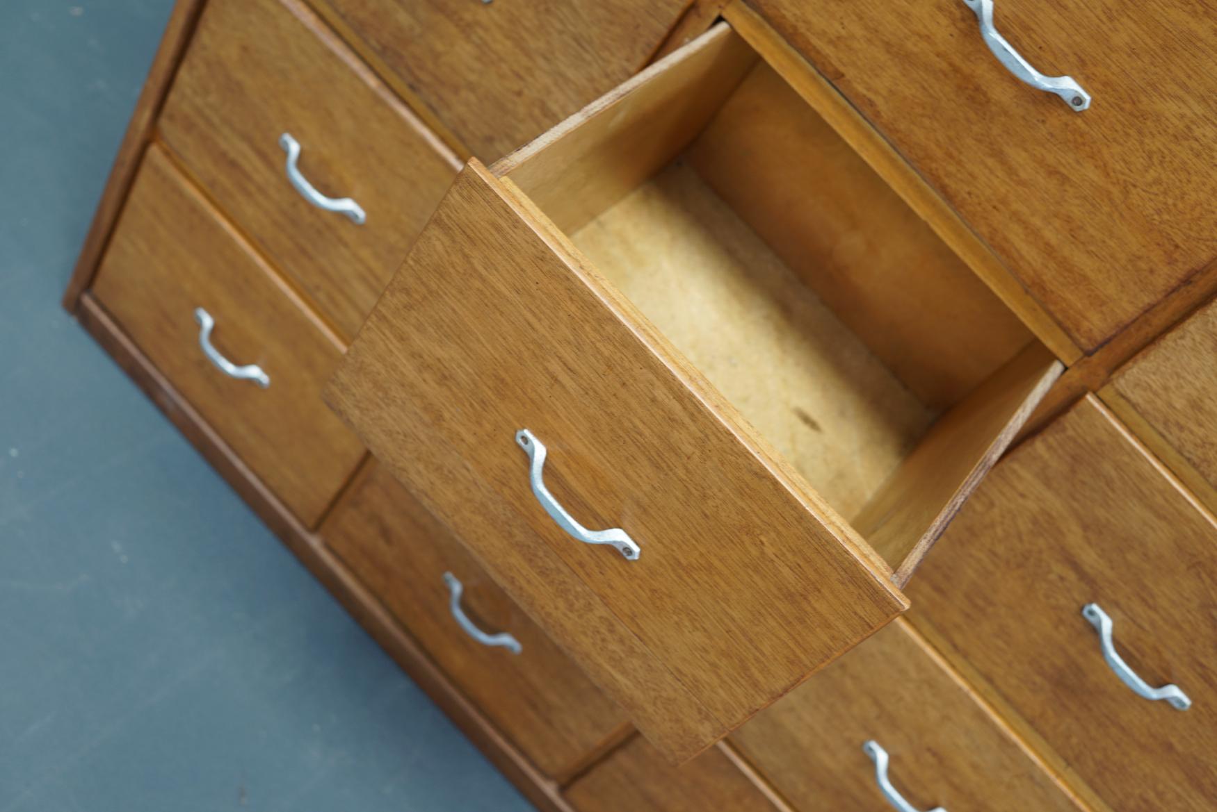 German Oak Apothecary Cabinet or Bank of Drawers, 1950s In Good Condition In Nijmegen, NL