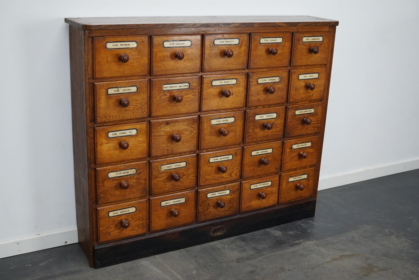 German Oak Apothecary Cabinet or Bank of Drawers, Early 20th Century 10