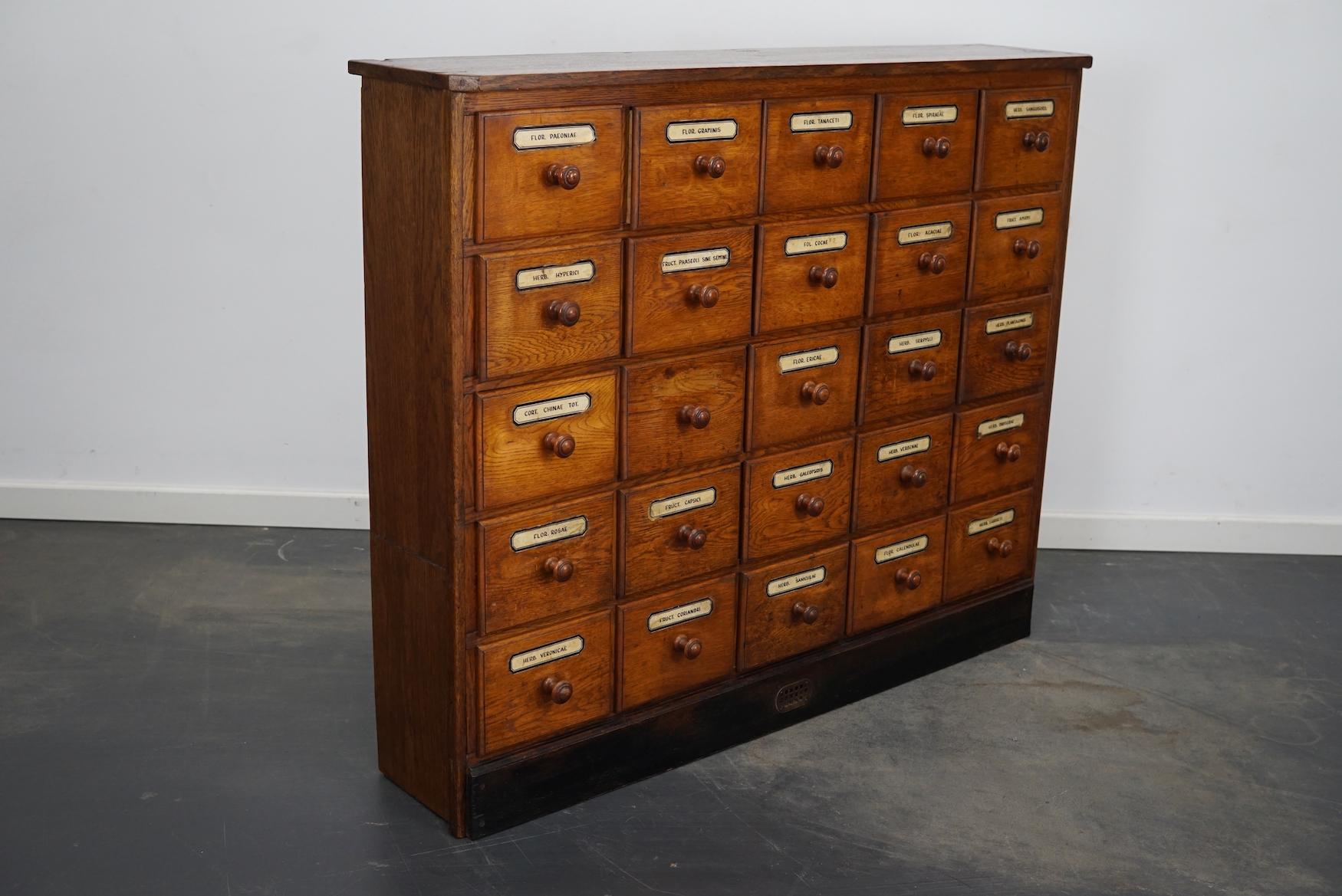 German Oak Apothecary Cabinet or Bank of Drawers, Early 20th Century 14