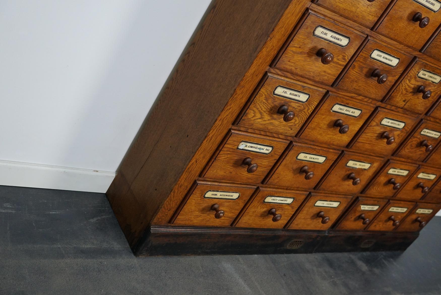 German Oak Apothecary Cabinet or Bank of Drawers, Early 20th Century In Good Condition In Nijmegen, NL