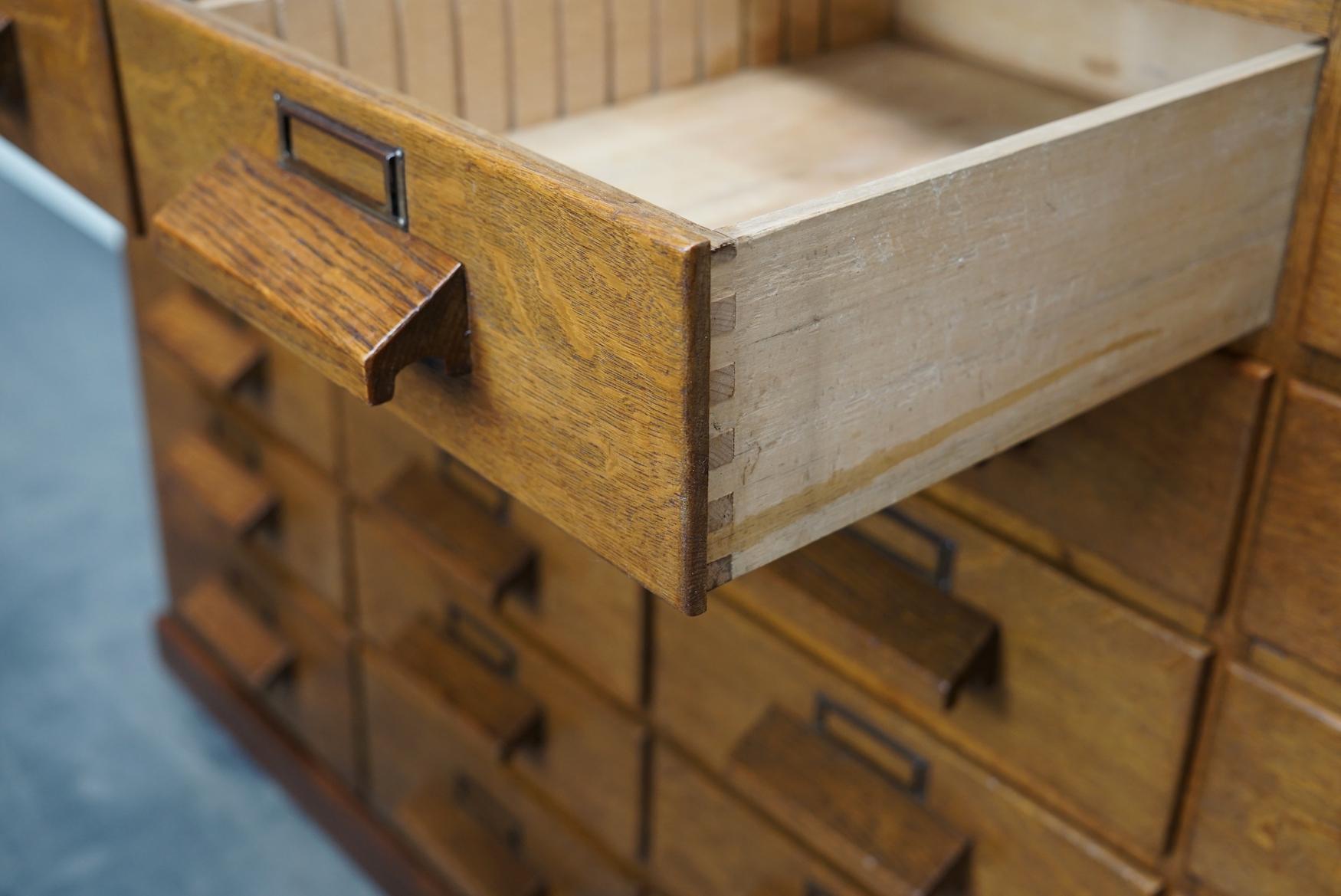 German Oak Apothecary Cabinet or Bank of Drawers, Mid-20th Century In Good Condition In Nijmegen, NL