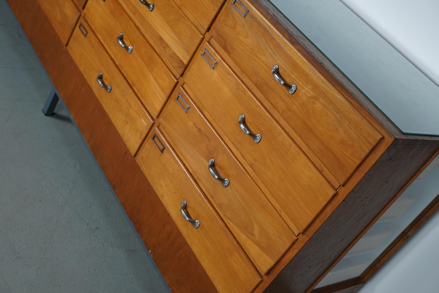 Mid-20th Century German Oak & Beech Haberdashery Shop Cabinet / Retail Unit, 1950s For Sale