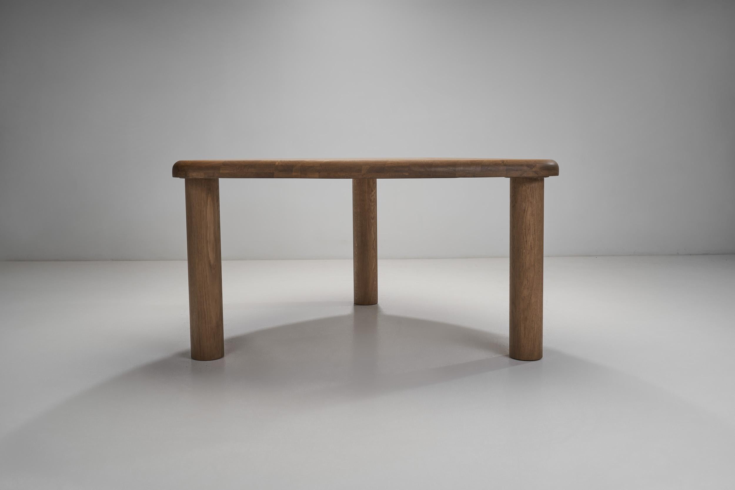 German Oak Dining Table with Triangular Top, Germany 1960s For Sale 8
