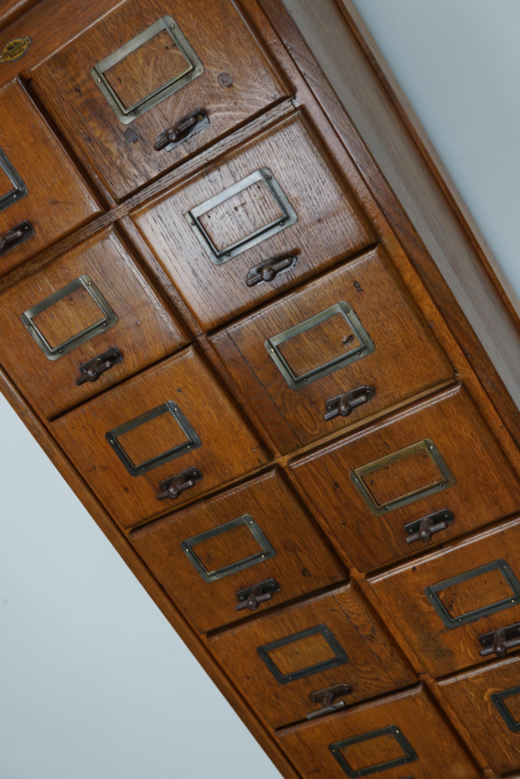 Mid-20th Century German Oak Filing Cabinet / Bank of Drawers, circa 1950s For Sale