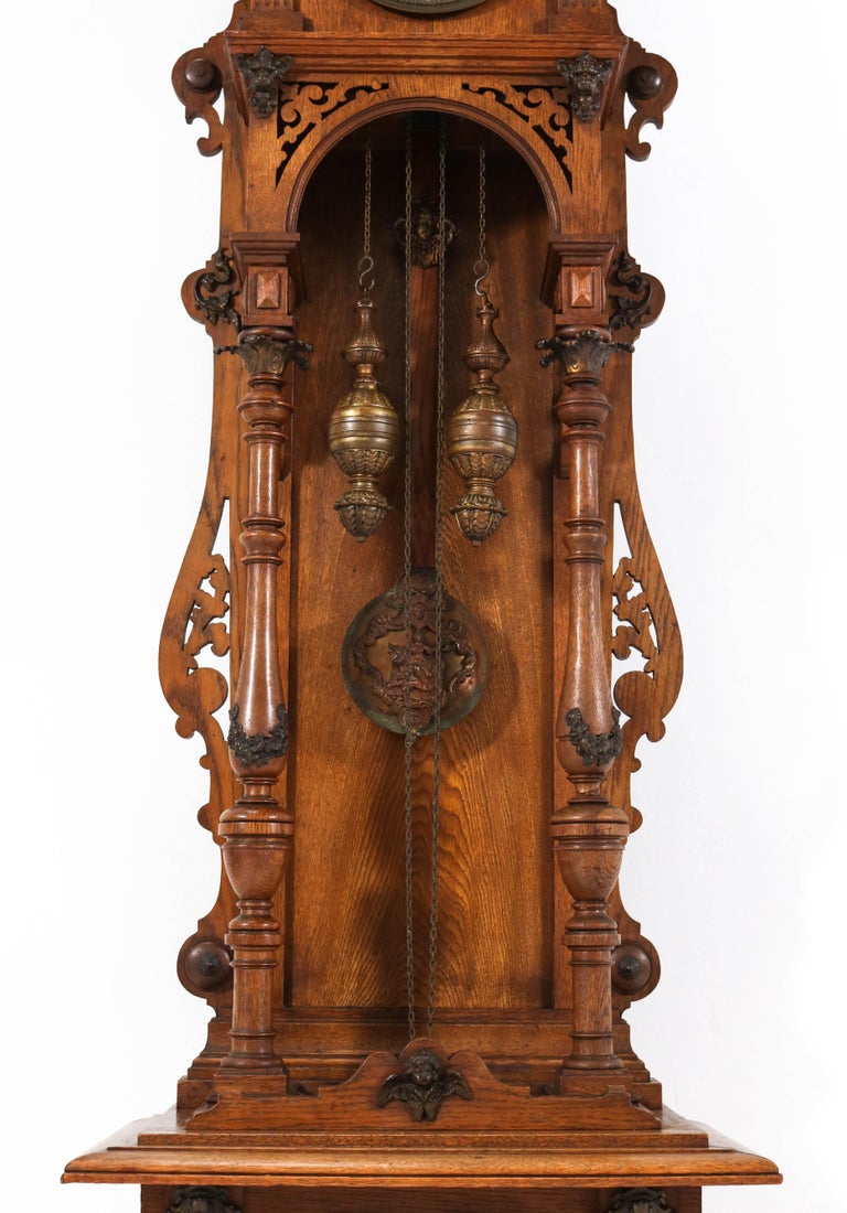 Standuhr Bodenstanduhr Uhr Belgisch um 1850 aus Eiche (6285), Antike Möbel