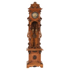 Horloge de grand-père allemande Grnderzeit en chêne, années 1880