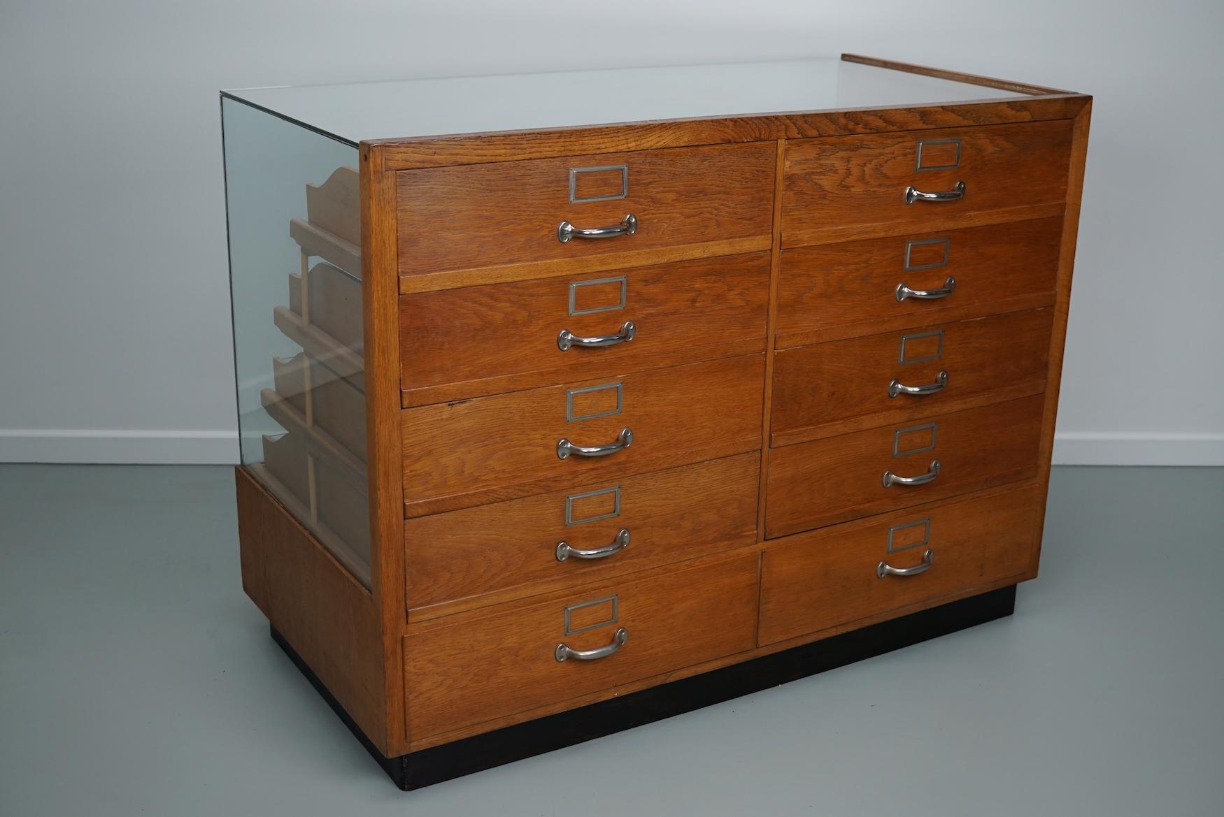 German Oak Haberdashery Shop Cabinet / Retail Unit / Shop Counter, 1950s 4