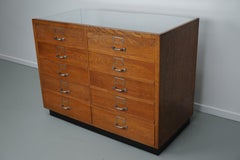 German Oak Haberdashery Shop Cabinet / Retail Unit / Shop Counter, 1950s