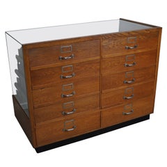 German Oak Haberdashery Shop Cabinet / Retail Unit / Shop Counter, 1950s