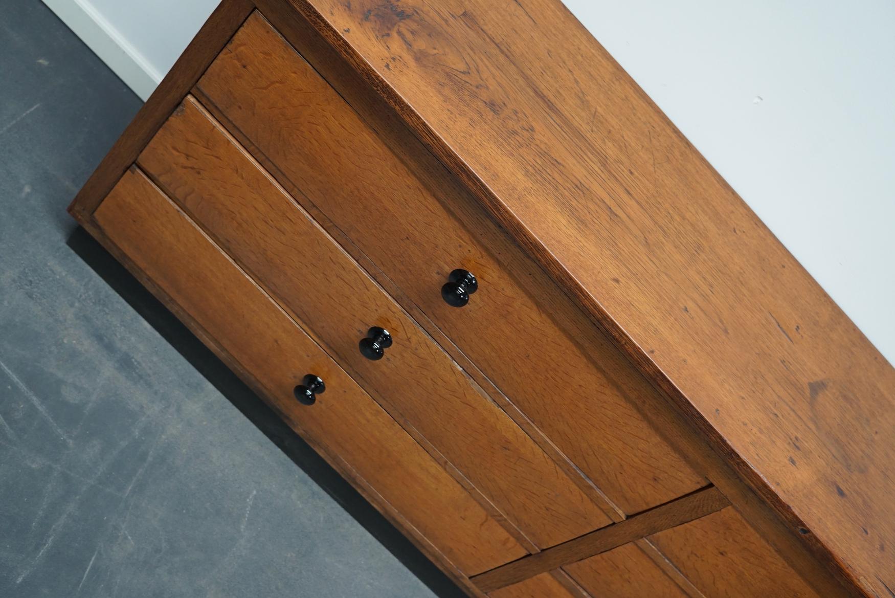 Hardwood German Oak Industrial Apothecary Cabinet, Mid-20th Century