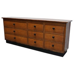 German Oak Industrial Apothecary Cabinet, Mid-20th Century