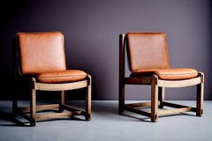 1 of 24 German Oak Lounge Chairs in new aniline leather, 1940s