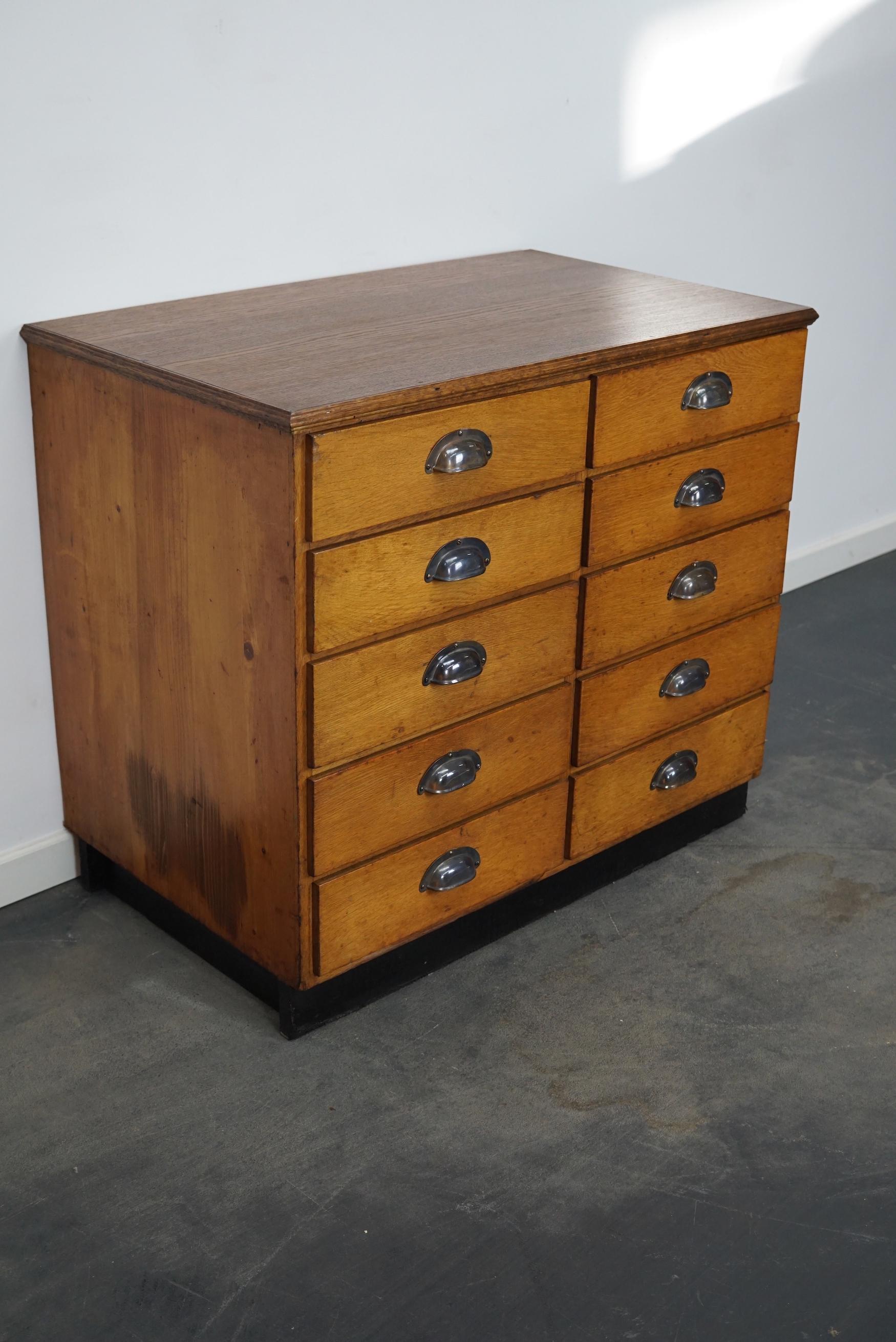 Early 20th Century German Oak / Pine Apothecary Cabinet or Bank of Drawers, Mid 20th Century