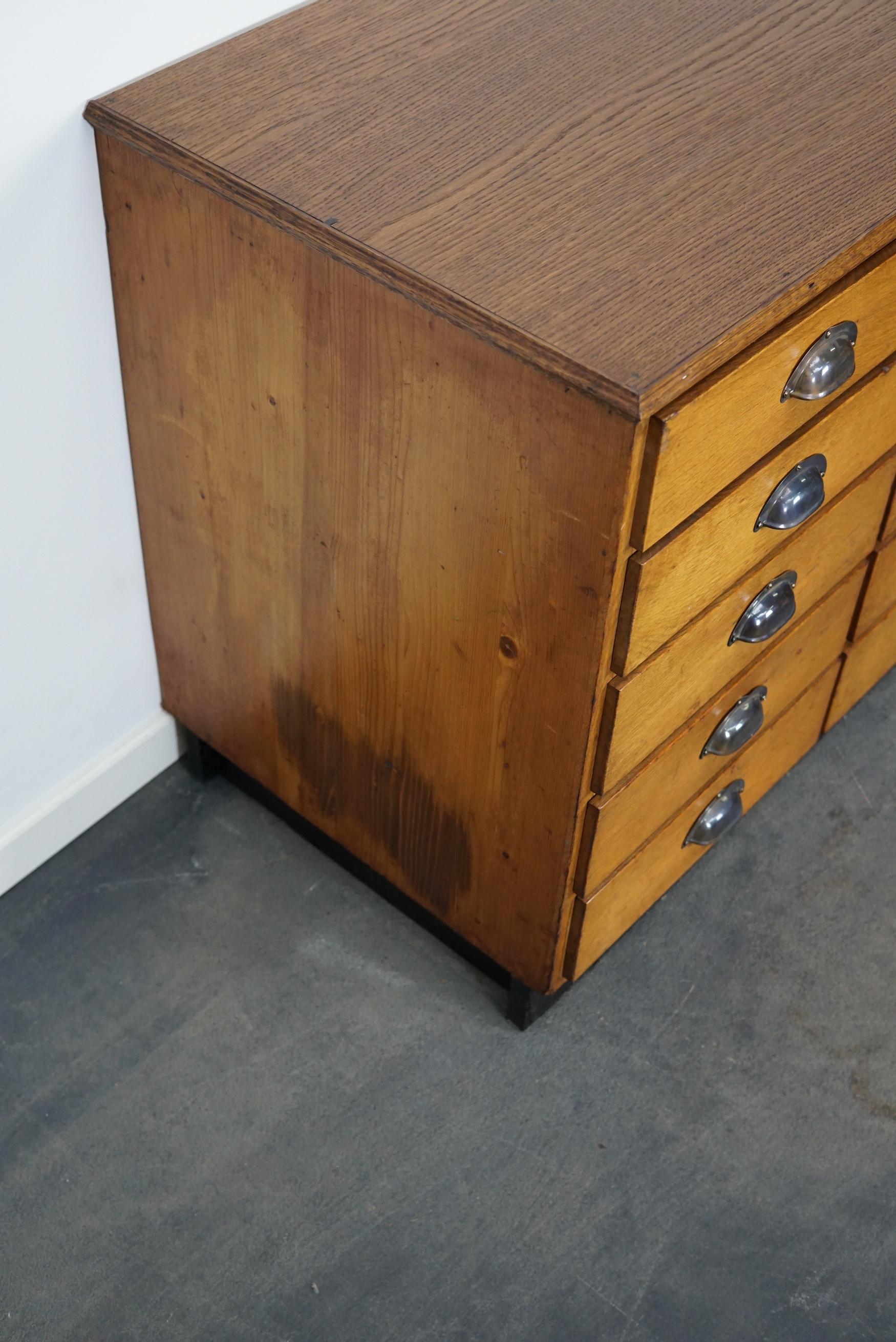 German Oak / Pine Apothecary Cabinet or Bank of Drawers, Mid 20th Century 1