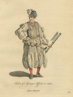 German Officer with Battle Axe in Plumed Cap and Full Breeches, 1588, 1757