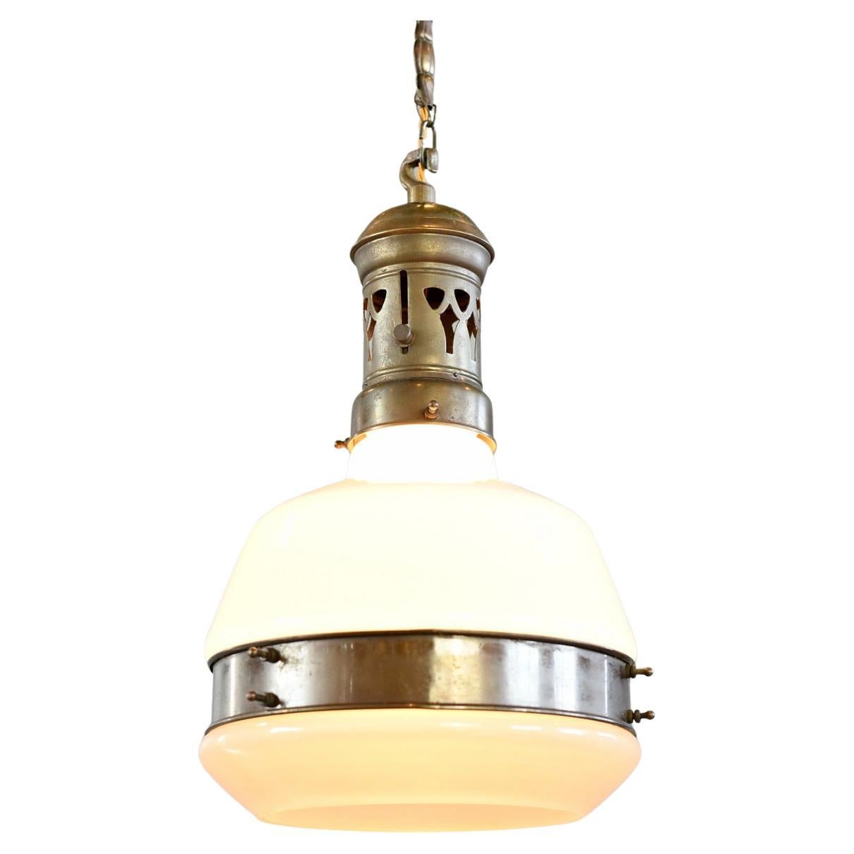 German Opaline Pendant Light Circa 1910