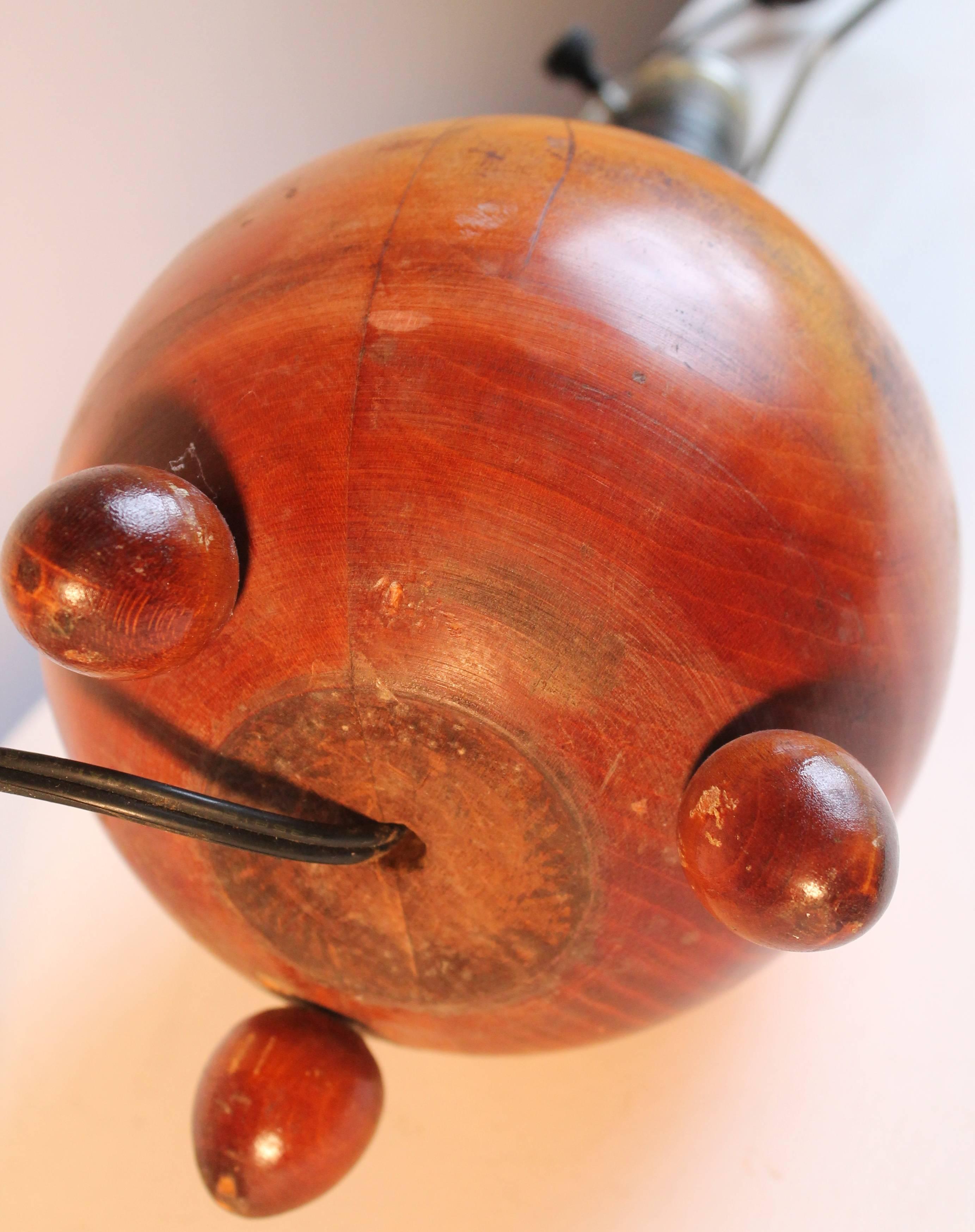 German or Austrian Fruitwood Deco Table Lamp In Good Condition For Sale In Sharon, CT