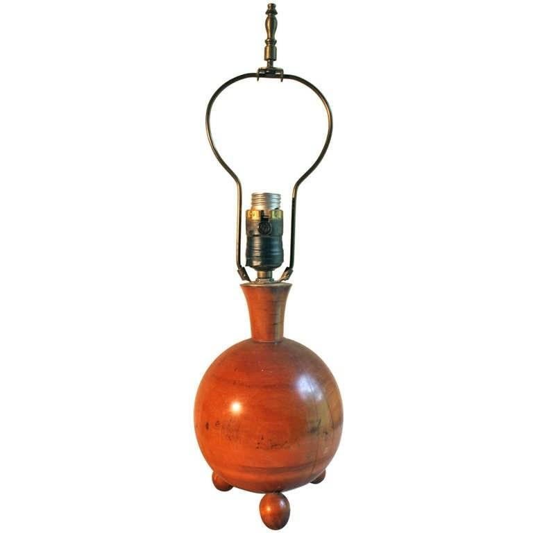 German or Austrian Fruitwood Deco Table Lamp