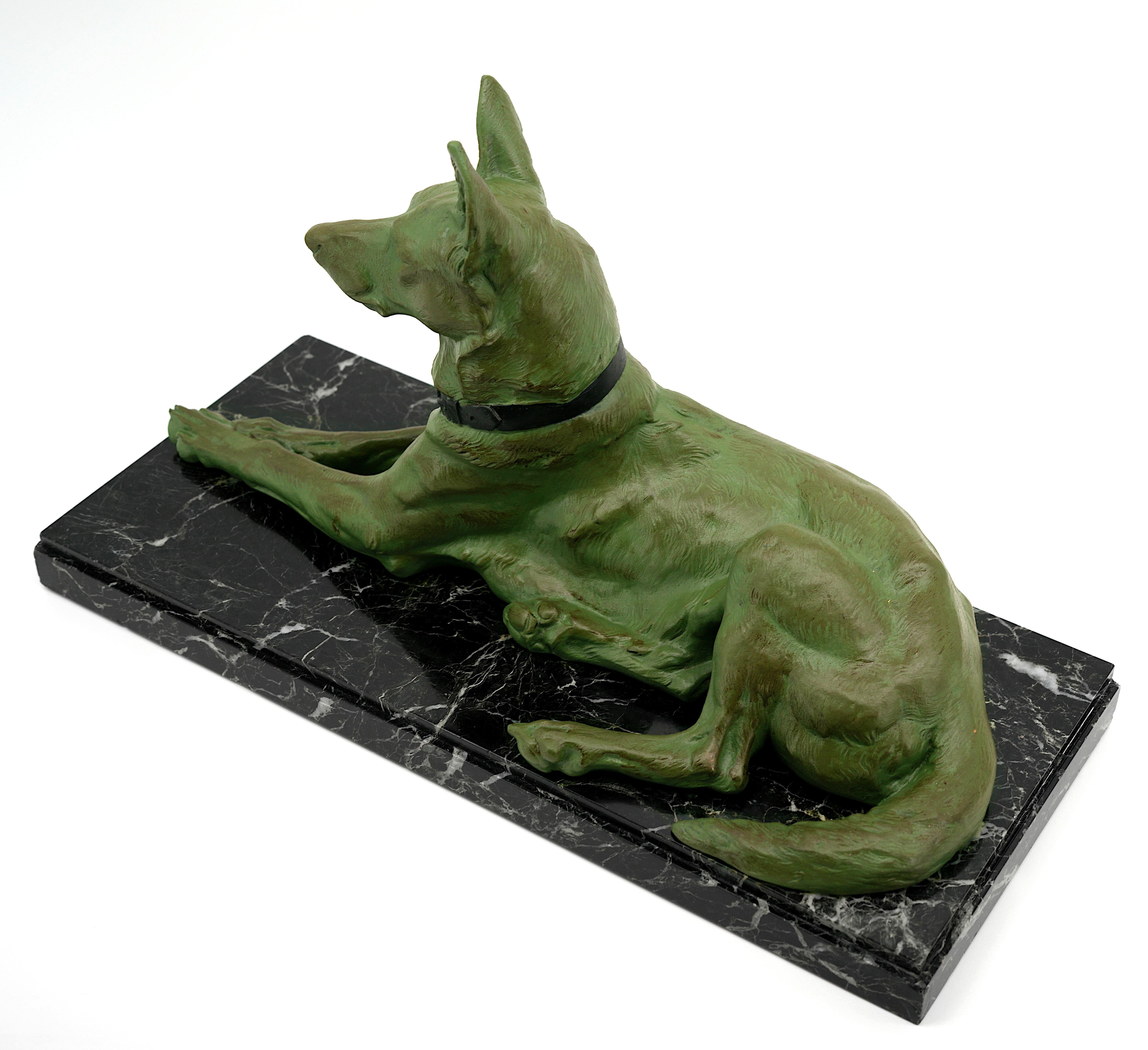 Early 20th Century German or Belgian Shepherd Sculpture 1910s For Sale