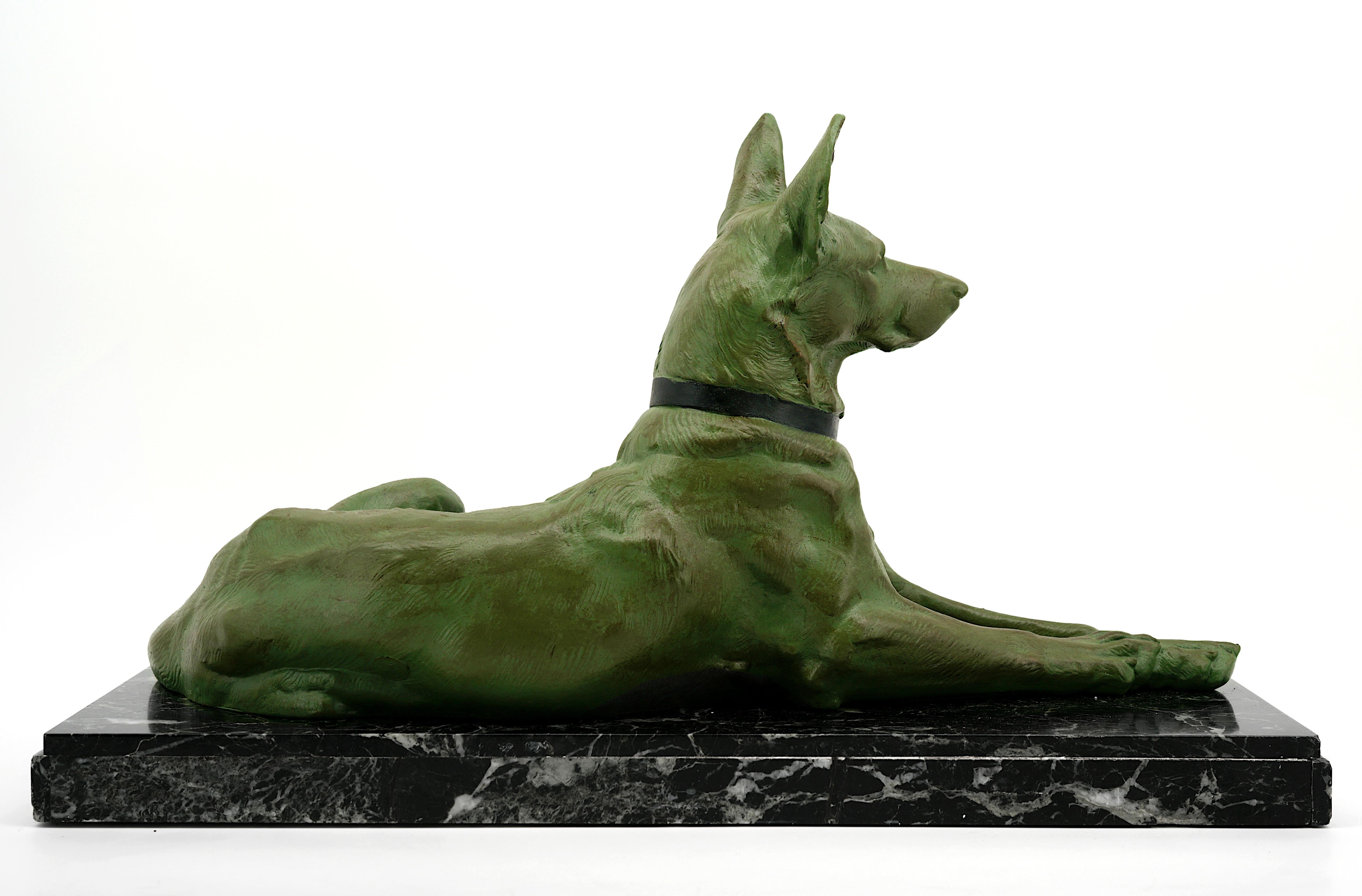 Spelter German or Belgian Shepherd Sculpture 1910s For Sale