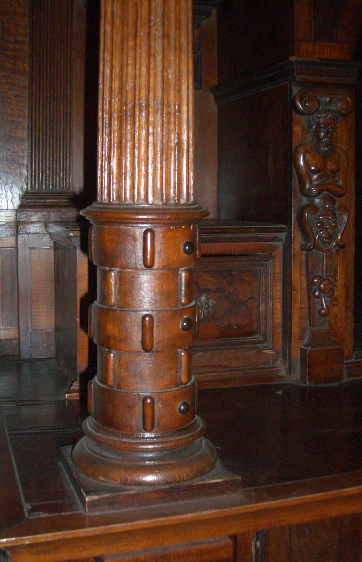 Fruitwood German or Swiss Late Renaissance / Baroque 17th Century Inlaid Buffet Cabinet For Sale