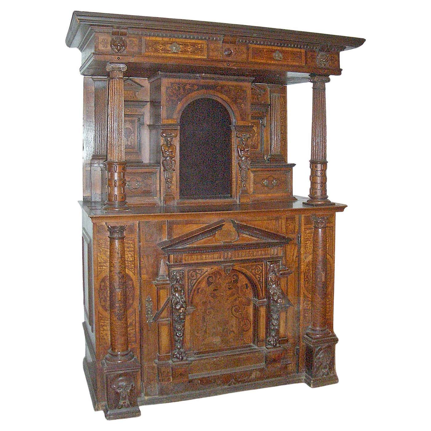 German or Swiss Late Renaissance / Baroque 17th Century Inlaid Buffet ...