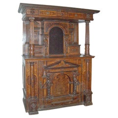Used German or Swiss Late Renaissance / Baroque 17th Century Inlaid Buffet Cabinet